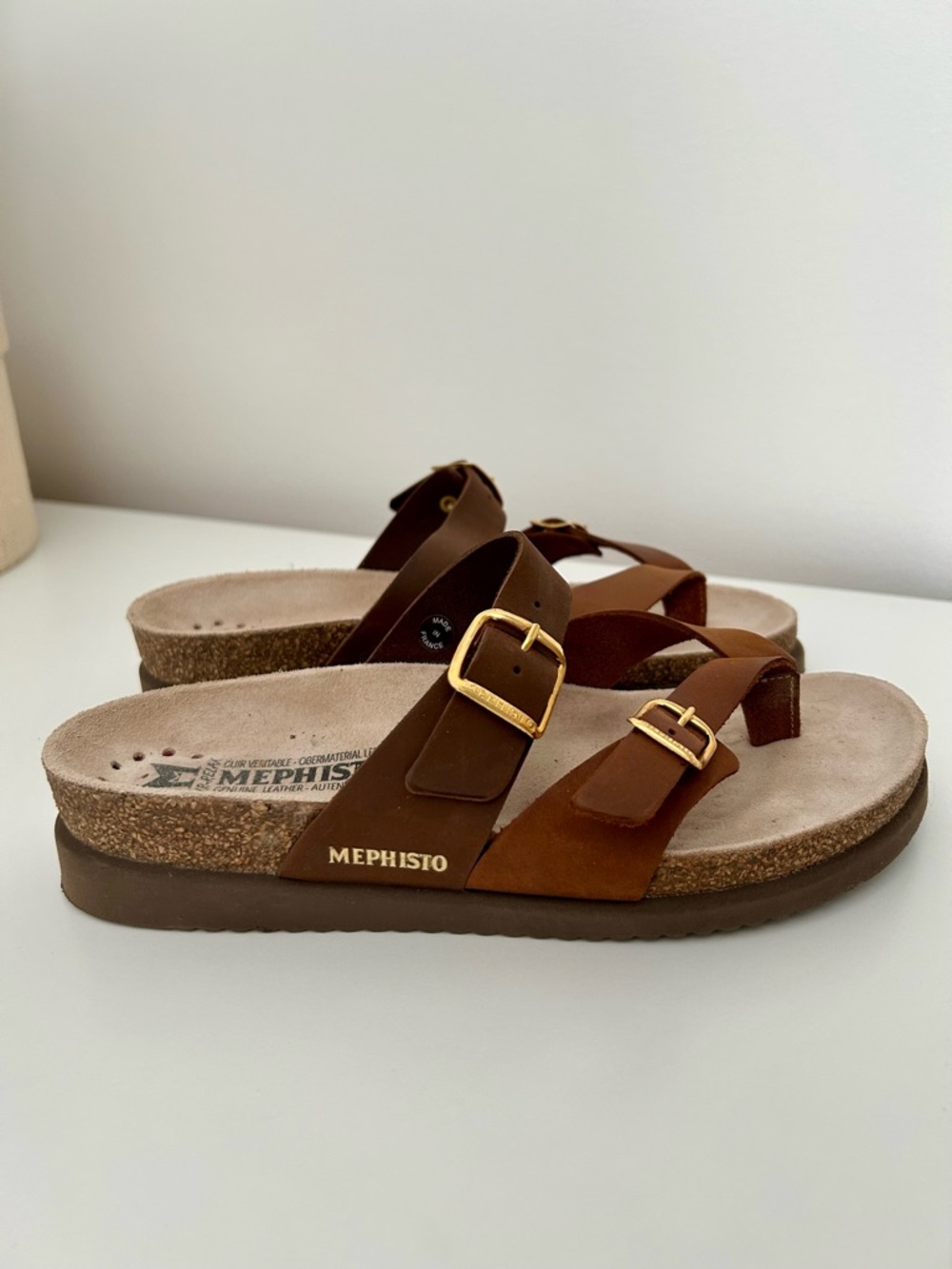 Mephisto Women’s Happy 2-strap sandals in camel | size 38